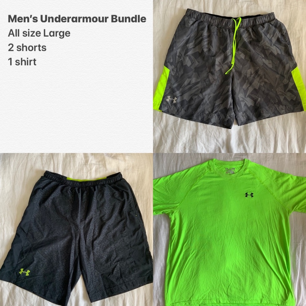 Men’s Underarmour bundle 2 shorts 1 shirt size L